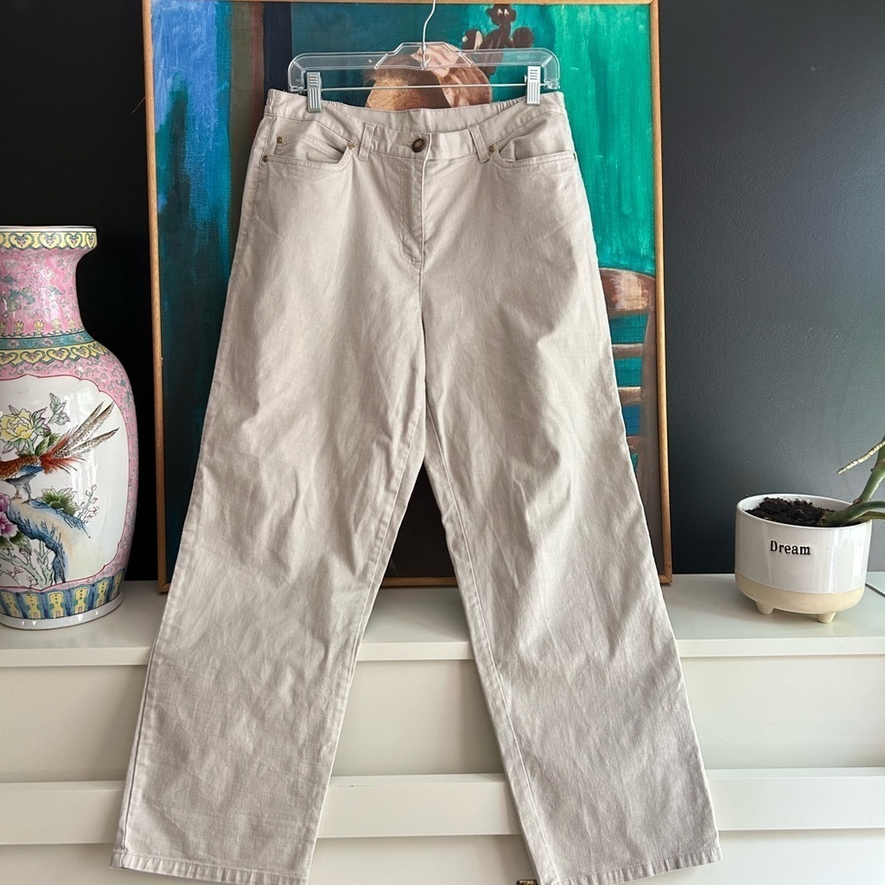 Ruby Rd Beige Cotton Pants Size 12P Petite Classic Fit Trousers